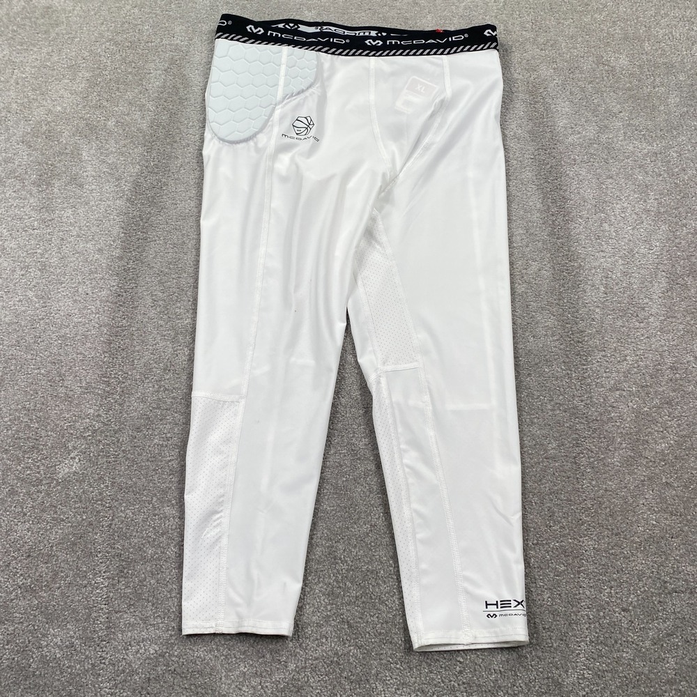 McDavid Hex Basketball Compression 3/4 Tights Hip Tail Pads Men's Size XL White
